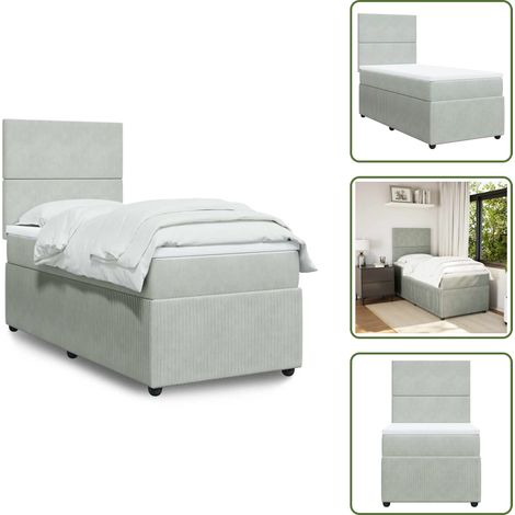 Sommier à lattes de lit et matelas Gris clair 100x200cm Velours - Sommier À Lattes De Lit - Sommiers À Lattes De Lit - Lit - Meuble De Chambre À Coucher (1/5)