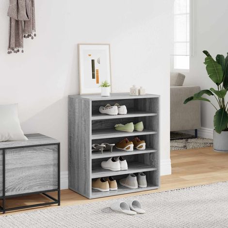 vidaXL Meuble à chaussures Chêne fumé 60x35x70 cm Bois d'ingénierie (1/5)