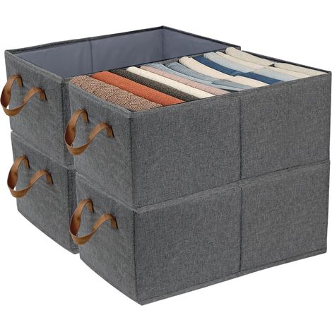 Boîtes de Rangement, Lot de 4, Cubes de Rangement Pliable, Paniers de Rangement en Tissu Non-Tissé avec Poignée, pour Étagères, Jouets et Vêtements, 472820cm (1/5)