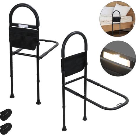 SWANEW Letto Rising Aid Bed Rail Fall Out Guard con borsa di stoccaggio rimovibile Altezza regolabile (80-104CM) con LED (1/4)