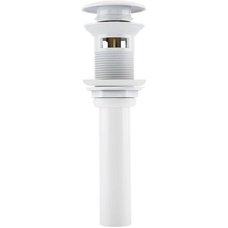 Bouchon de vidange avec trou de trop-plein pour le remplissage et la vidange Bouchon de vidange de salle de bain en nickel blanc pour toilette (1/5)