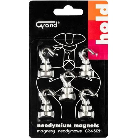 Magneti al neodimio con gancio 12 mm 5 pezzi grand