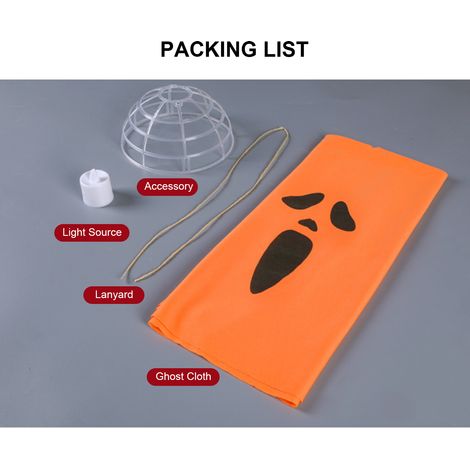 Lampada a sospensione a forma di fantasma in tessuto, decorazione scintillante e inquietante per la stanza di Halloween. (1/5)