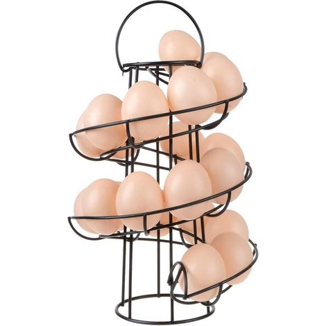 Eierhalter – Moderner und luxuriöser Eierspender mit Spirale – Freistehender Hühnerei-Aufbewahrungsorganizer aus Draht für Küchenarbeitsplatten – Schwarz (1/5)