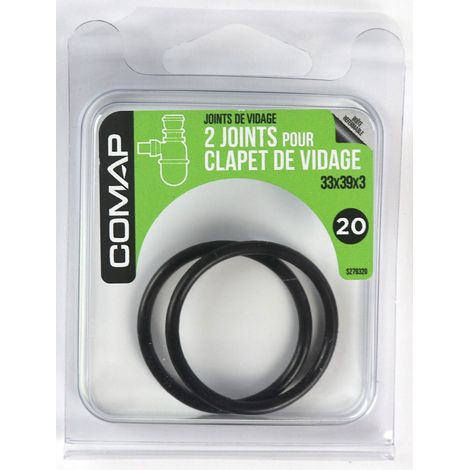 Comap – Lot de 2 joints d'étanchéité pour clapet de vidage 33x39 – Joint noir pour WC – S279320