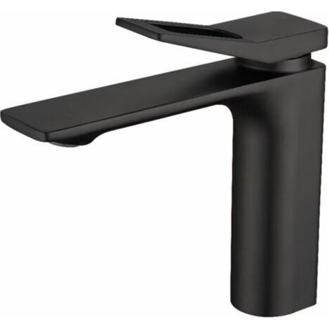 Robinet de lavabo,noir robinet de salle de bain, inox 304 brossé, robinet de lavabo anticalcaire, robinet chaud et froid,Tuyau non inclus-robinet lavabo vasque (1/4)
