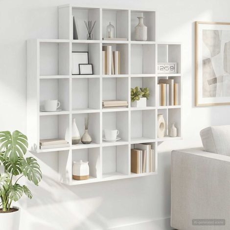 vidaXL Étagère Murale Blanc 100 x 13 x 100 cm Bois d'ingénierie (1/5)