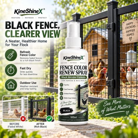 KineShineX Black Color Change Spray 100ml Fence Color Renovation Spray for Outdoor Walls and Wrought Iron (1/4)