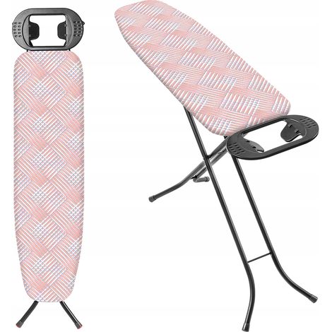 KADAX Table à Repasser 110 x 30 cm, Planche Pliable avec Housse en Coton, Support pour Fer, Pieds Antidérapants et Hauteur Réglable (Pêche) (1/5)