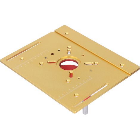 Plateau de toupie à levage manuel, kit système de levage pour table de toupie, plaque de base d'insertion noire et dorée (1/5)