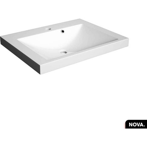 Vasque à encastrer avec siphon OFFERT NOVA Blanc 60 × 6 × 46 (1/3)