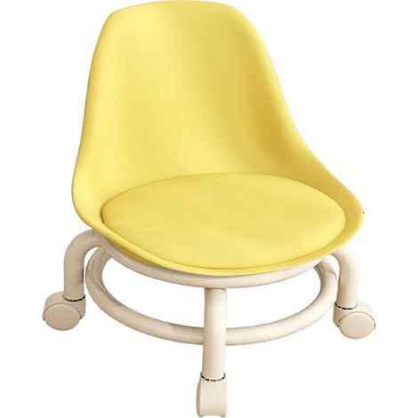 Tabouret roulant bas pour enfants avec dossier, roues universelles et marche-pied, couleur jaune (1/5)