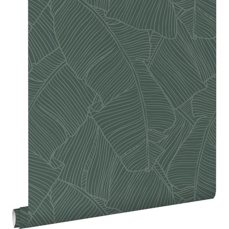 papier peint feuilles vert foncé - ESTAhome (1/5)