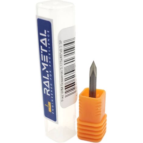 Fresa de grabado tipo V de 3,175 mm 1/8" 45° x 0,2 mm VHM 3P