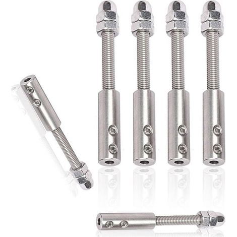 YUIT-Lot de 6 tendeurs de câble en acier inoxydable pour câble de 4 mm, vis d'extrémité de câble métalliques, acier inoxydable, pour la mise en tension de tendeurs de câble métalliques (1/4)