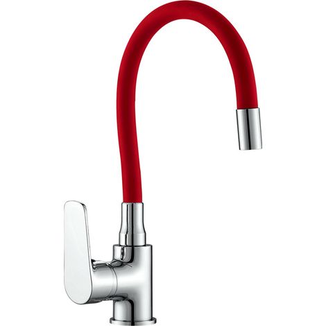 Grifo Monomando Java Fregadero Goma Flexible Rojo (1/5)