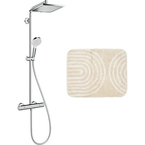 Hansgrohe Colonne de douche Crometta E 240 EcoSmart + cadeau gratuit tapis de salle de bain, beige (27281000-7BE) (1/5)