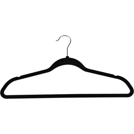 Cintres en flocage, lot de 10, noir, taille (44,5 22,5 0,5 cm). Porte - accessoires, crochet 360º, gain de place, encoche pour robe, porte - manteau antidérapant, pour tous les types d