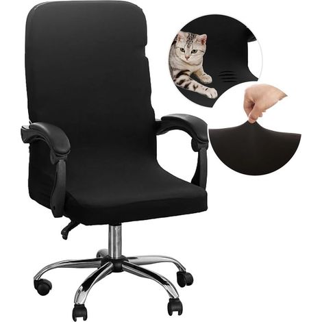 Bürostuhlbezug, elastisch und abnehmbar, universell, waschbar und mit Reißverschluss, für alle vier Jahreszeiten (Stuhl nicht im Lieferumfang enthalten)