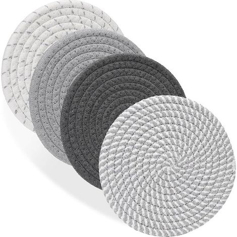Ensemble de 4 pièces : support pour plaques à induction, support pour poignées de cuisine, protège-casseroles, dessous de plat résistant à la chaleur, gris. (1/5)