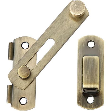 Sliding Door Lock, Lever Lock, Buckle Lock, Latch with Screws for Door, Window, Cabinet and Garden, Brushed Finish Zinc Alloy (1/5)