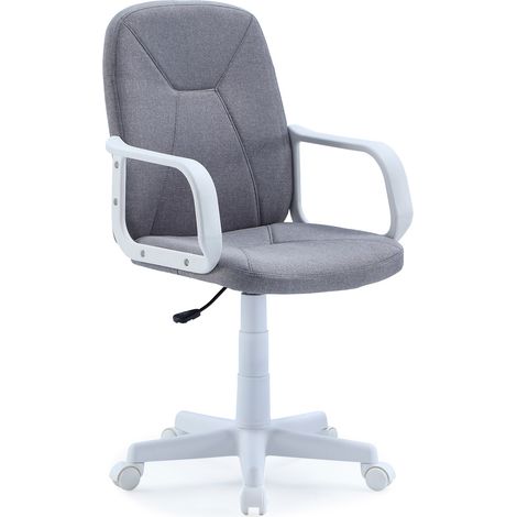 Fauteuil Pivotant Genesis Tissu Gris Perle / Structure Blanche. (1/3)