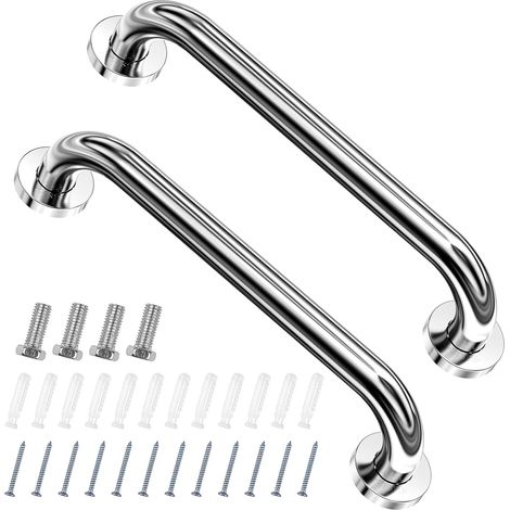Lot de 2 poignées de douche, 30 cm en acier inoxydable, barre de préhension en acier inoxydable chromé, barres handicapées, poignées pour personnes âgées, personnes handicapées (1/5)