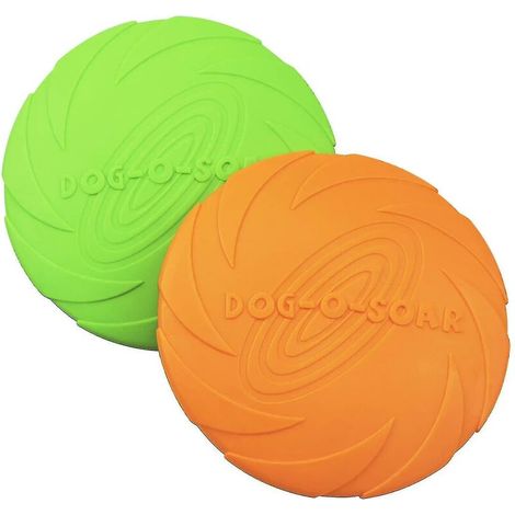 Stück Hundefrisbee Hundefrisbee Weiche Naturkautschukscheibe für Hunde Sicherheits-Frisbee Outdoor-Flugspielzeug (L) FLITI