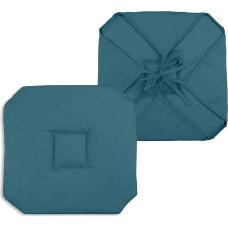 Homemaison – Galette de chaise turquoise 40x40 cm – 100% polyester – Rembourrage optimal avec liens de maintien – Lavable à la main