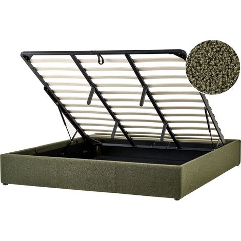 Ottoman Bed without Headboard Boucle DINAN 180 x 200 cm (EU Super King) Dark Green (1/5)