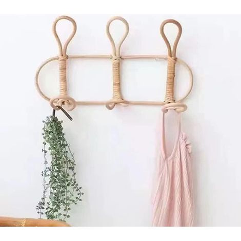 Rotin Mur Crochets Enfants Vêtements Organisateur Rack Vêtements Chapeau Suspendu Crochet Rotin Cintre Enfants Chambre DéCor Cintre (1/5)