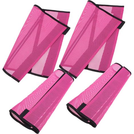 Protège-jambes pour Chevaux en Maille Respirante, Lot de 4 Rose, Design Élastique, Retrait Rapide, pour Soins Quotidiens et Séances D'entraînement (1/5)