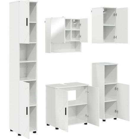 Juego de muebles de baño Montaje en la pared 5 pcs brillante vidaXL