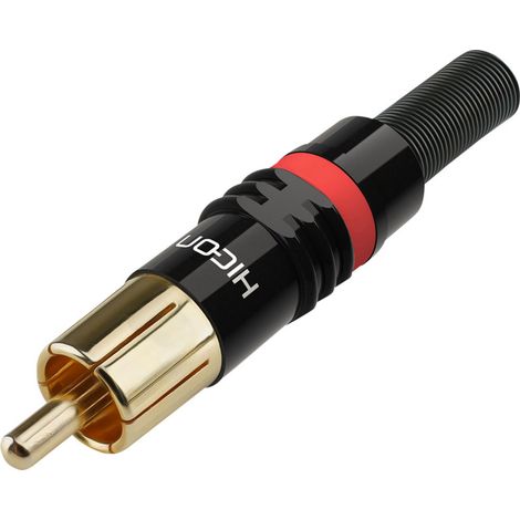 Hicon HI-CM03-RED Cinch-Steckverbinder Stecker, gerade Polzahl: 2 Schwarz, Rot 1 St.