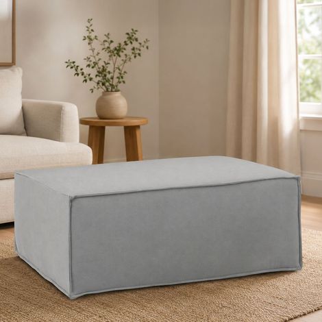 Dmora - Pouf Dabdella, Pouf da salotto, Poltroncina relax in tessuto imbottito, 100% Made in Italy, 100x70h43 cm, Grigio (1/5)
