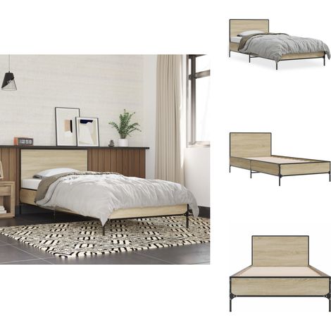 Cadre de lit sans matelas chêne sonoma 100x200 cm - Cadre De Lit - Lit Double - Lit En Bois - Lit Design - Literie (1/5)