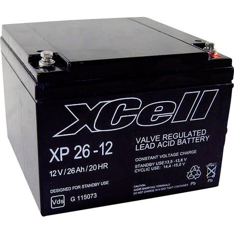 [NEUWERTIG] B-Ware X Cell Xp2412 Xcexp2612 Bleiakku 12 V 26 Ah Blei Vlies (Agm) 165 X 127 X 176 Mm