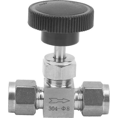 Vanne en acier inoxydable 304 à 2 voies, contrôle de débit à aiguille haute pression pour eau, gaz, pétrole et liquides. (1/4)