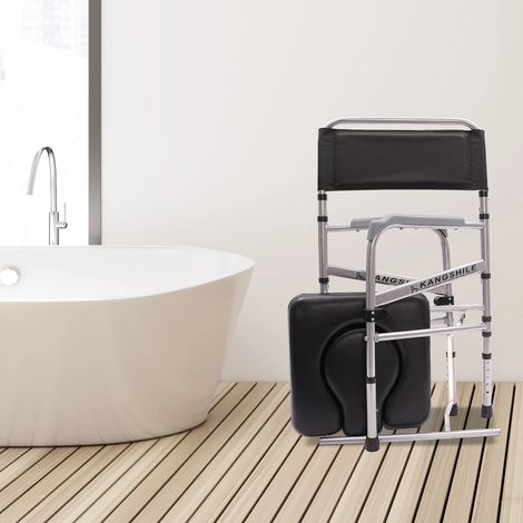 Chaise de bain assise pliable, chaise de toilette mobile polyvalente, fauteuil, hauteur réglable 45  54  93 - 103cm