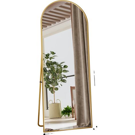 Miroir Plein Longueur, Design Élégant, Assemblage Facile, Or Arqué-165cm x 60cm (1/2)