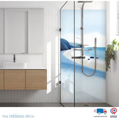 Panneau de douche : Aquarelle et côte bretonne 2 - Alu composite - 90 - 245 (1/3)