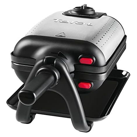 Tefal WM756D Piastra per Waffle 1200W Nero-Acciaio Inossidabile