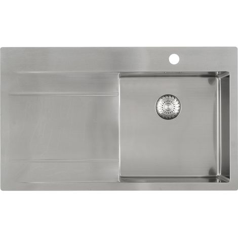 Solido Edelstahlspüle CAPP40ABR Spülbecken mit Abtropfteil links, nahtloses Becken, Unterbau ab 500mm, 860x520mm