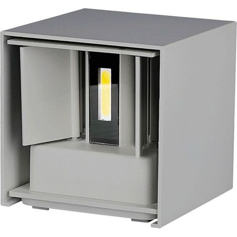 V-TAC VT-759-12 LAMPADA DA MURO WALL LIGHT GRIGIA CON DOPPIO LED COB 12W IP65 - COLORE LUCE : BIANCO NATURALE (1/5)
