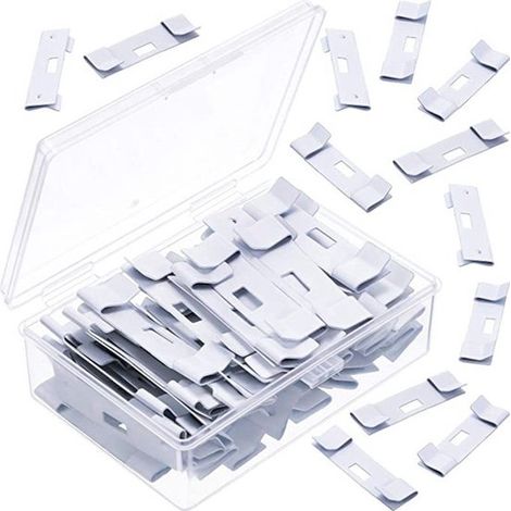 Juego de 12 piezas de persianas venecianas con clip metálico, juego de accesorios para cortinas con anillas colgantes blancas (1/4)