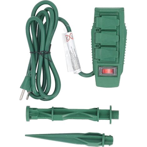 Gartensteckdose mit 3 Steckdosen, IP44 wasserdicht, inklusive 1,8 m Verlängerungskabel, 13 A