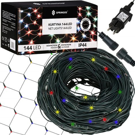 GRIGLIA 144LED LUCI DI NATALE TENDA LUMINOSA GRANDE 5x2m GIRLANDA MULTI