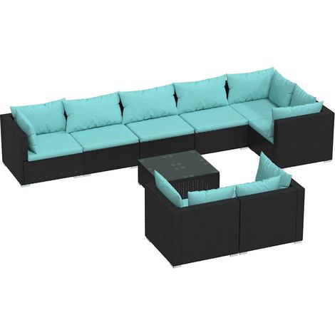 Maison Exclusive - Set Salotto da Giardino con Cuscini 9pz Nero in Polyrattan (1/5)