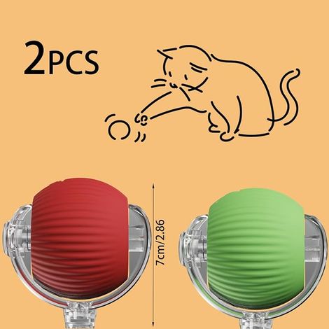 Cat Ball Toy, Rolling Ball for Cats and Dogs, Cat Toy with USB Charging, Rolling Ball for Cats (Red Green) (1/4)