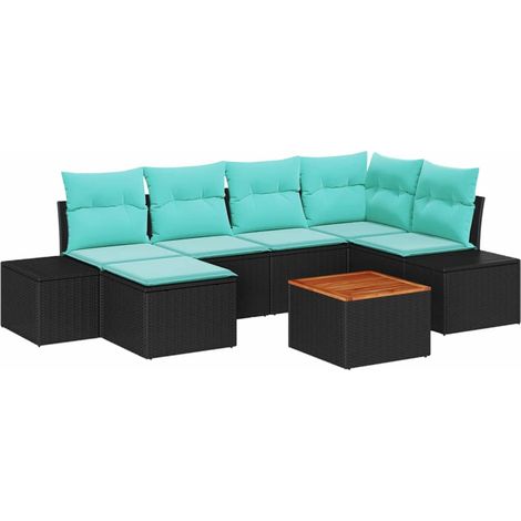Garden Sofa Set 7 pcs Black and turquoise vidaXL (1/5)